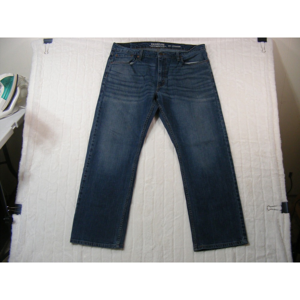 Signature by Levi Strauss S51 Jeans Mens 39x28 Blue Excellent Straight Leg